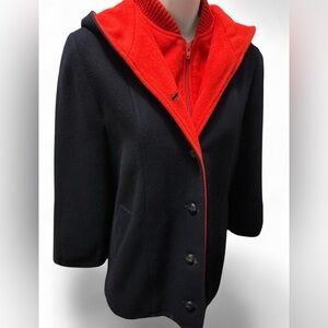 Vintage 1980’s Authentic Mackintosh Red and Navy Blue Vest/peacoat.